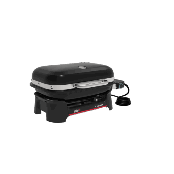 Weber Lumin Compact barbecue elettrico, nero. Grill compatto con coperchio e indicatore di temperatura.