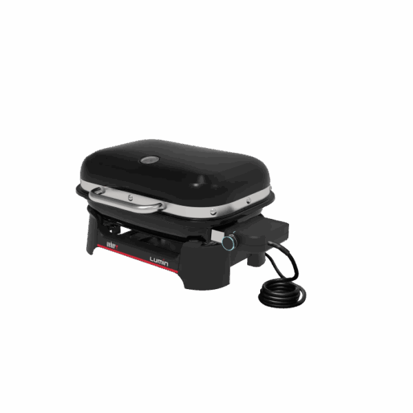 Weber Lumin Compact barbecue elettrico, nero. Grill compatto con coperchio e controllo temperatura.