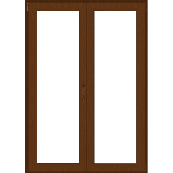 Finestra in PVC marrone, a 2 ante. Ideale per nuove costruzioni e ristrutturazioni.