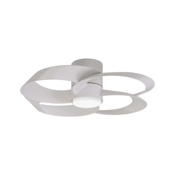Ventilatore da soffitto grigio moderno con illuminazione a LED.