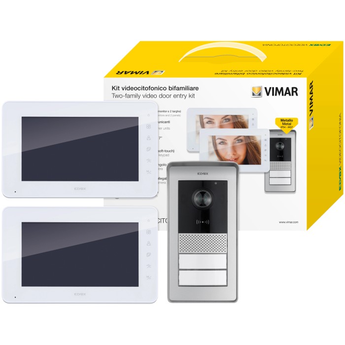 Kit videocitofono t.b.t. per 2 famiglie con 2 monitor e stazione esterna.