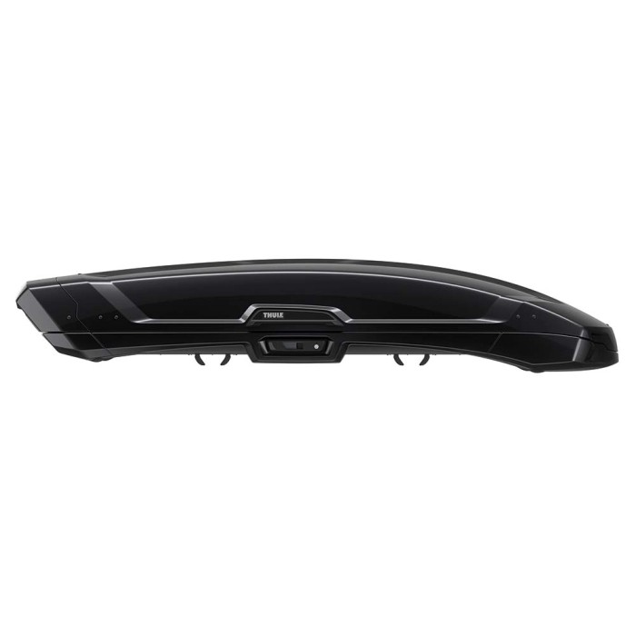 Box da tetto Thule nera per portapacchi auto, accessorio per il trasporto.