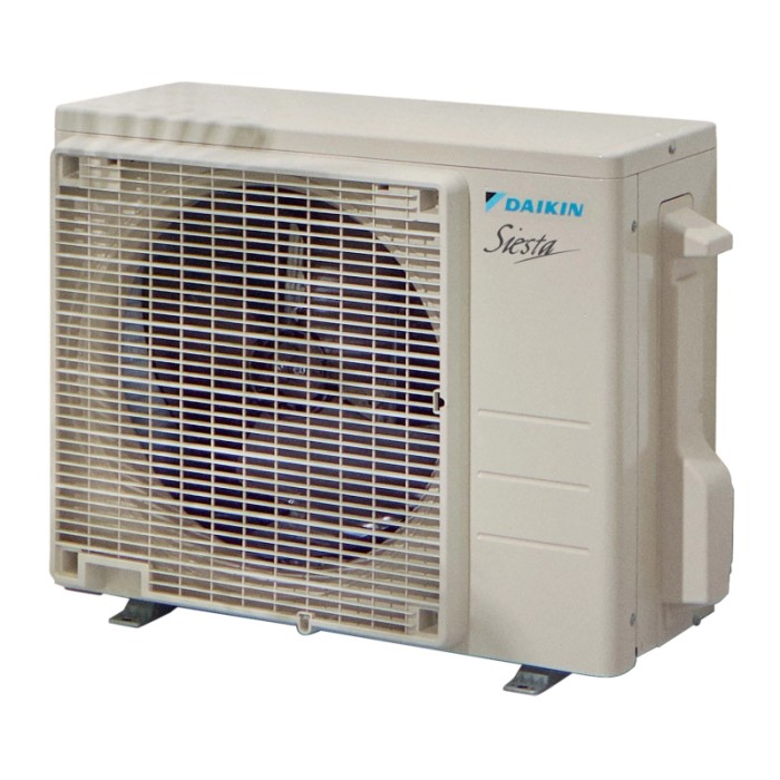 Unità esterna del condizionatore d'aria Daikin Siesta, vista frontale con griglia di ventilazione.
