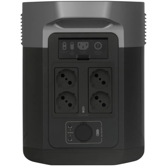 EcoFlow Delta Max Powerstation con 4 prese e porte sul retro.
