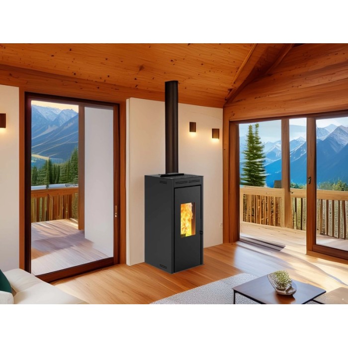 Stufa a pellet ventilata ermetica Invicta Teramo Plus 17,2 kW nero