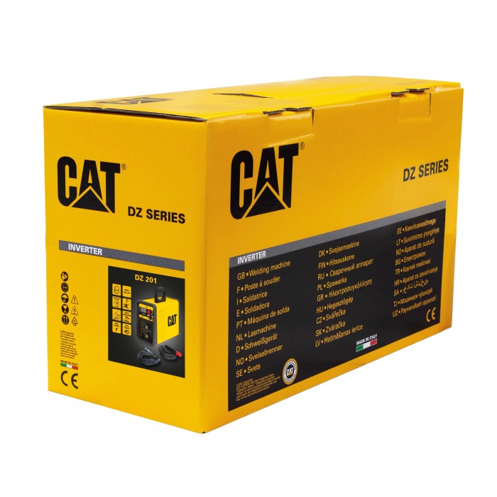 Scatola gialla di una saldatrice inverter CAT (Saldatrice) serie DZ.