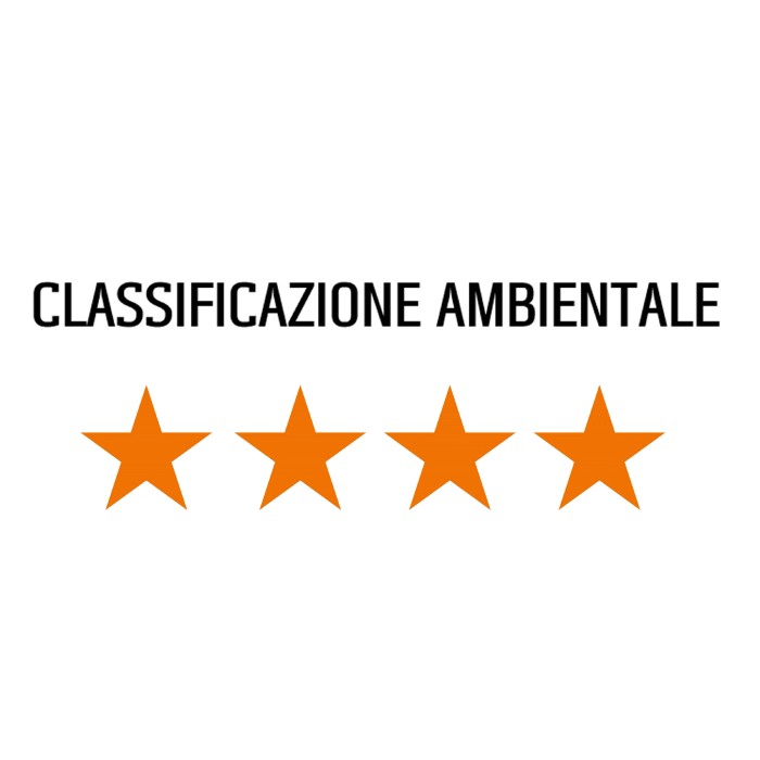 Classificazione ambientale per stufa a pellet t.b.t. livello a con quattro stelle.
