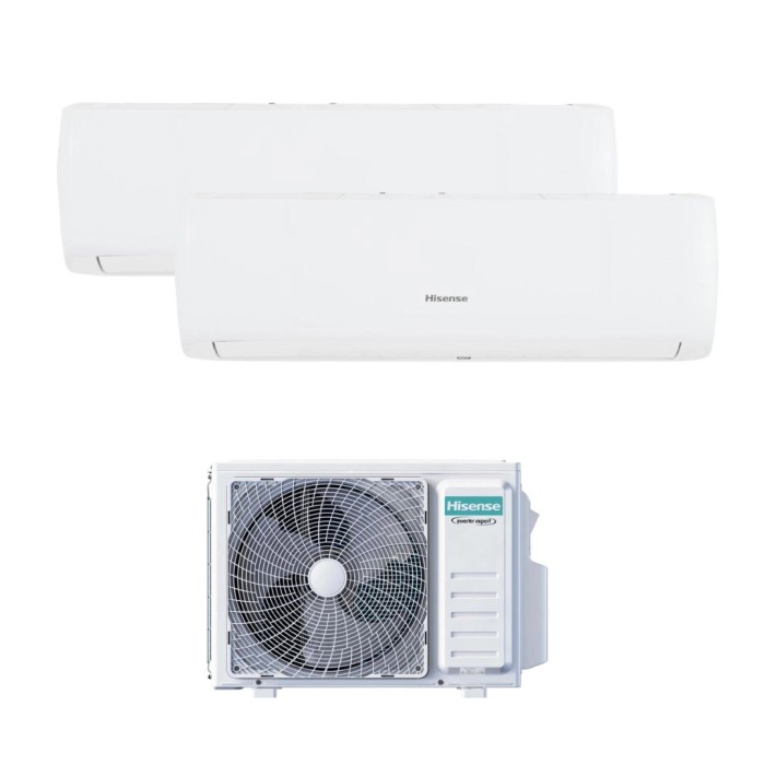 Climatizzatore Hisense, unità interne ed esterna in set.