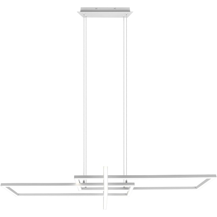 Moderna lampada a sospensione a LED Trio Salinas bianca con elementi rettangolari per sala da pranzo.