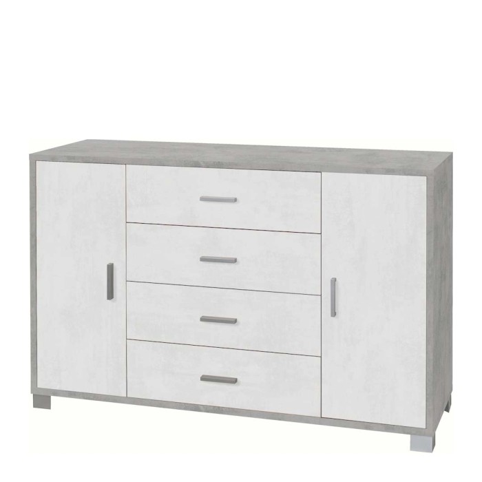 Mobile archivio t.b.t. con 4 cassetti e 2 ante in bianco e grigio.