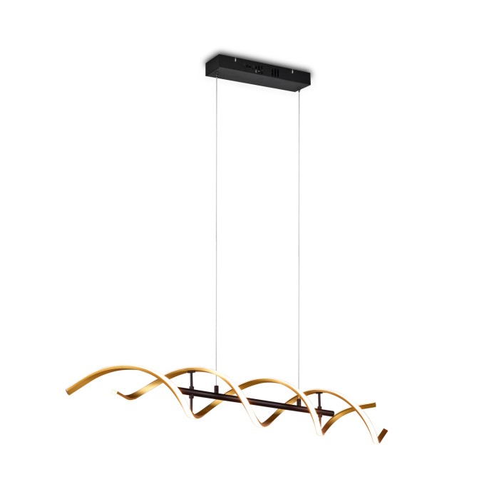 Moderna lampada a sospensione a LED Sequence color oro, larghezza 104,5 cm, per soggiorno e sala da pranzo.