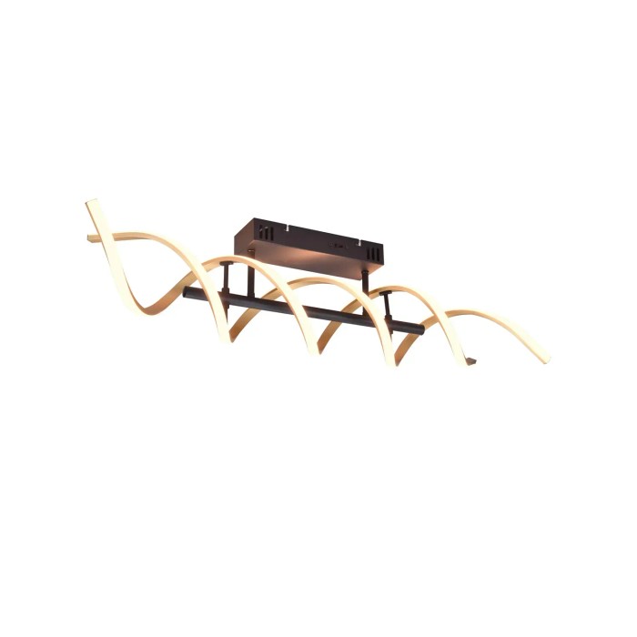 Moderna lampada da soffitto a LED Trio Sequence, 90cm, ottone opaco, design curvo per spazi abitativi.