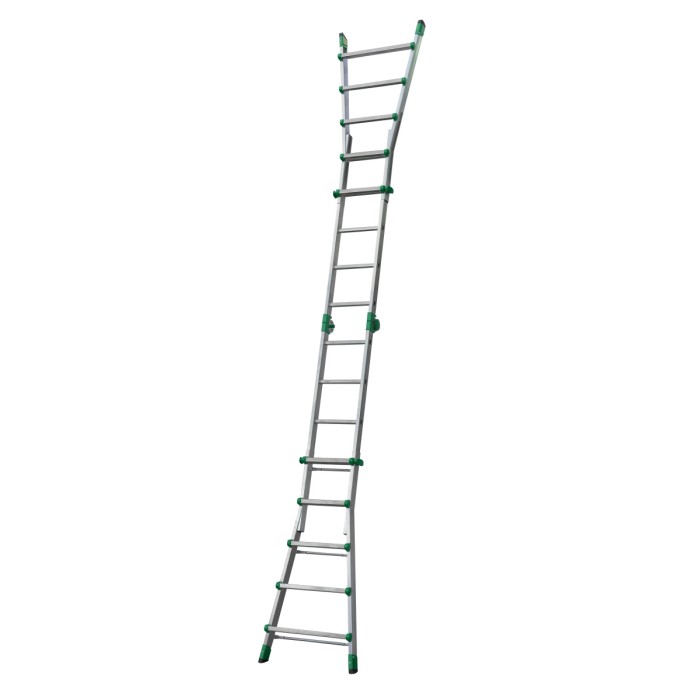 Scala t.b.t., color argento con dettagli verdi. Scala versatile per casa e giardino.