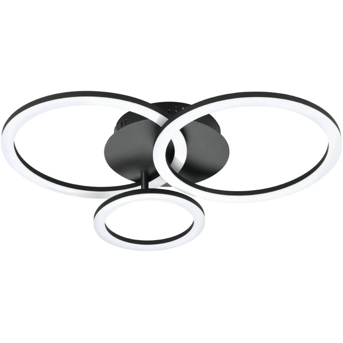 Moderna lampada da soffitto a LED Eglo Parrapos-Z, 54,5x44,5 cm, bianco e nero, con tre profili LED rotondi.