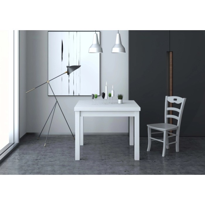 Tavolo raddoppiabile Firenze bianco 90x90 cm