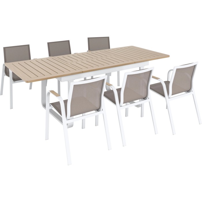 Tavolo allungabile da giardino Butterfield allu beige 155/246x100x75.5 cm