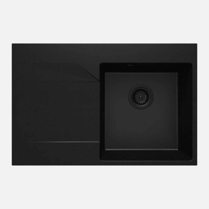 Lavello 1 vasca con gocciolatoio sinistra Idrostile Banes 500x195 mm Nero