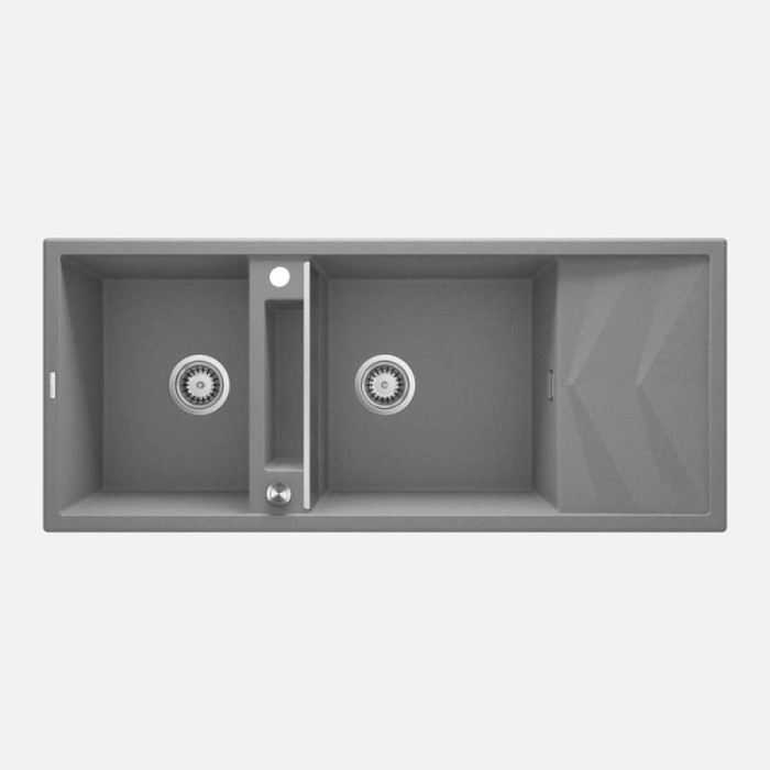 Lavello magnetico 2 vasche gocciolatoio Idrostile Guayos 500x224 mm grigio met