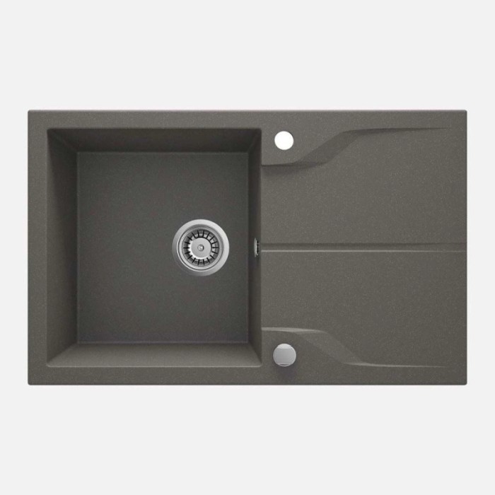 Lavello granito 1 vasca gocciolatoio Idrostile sifone 490x194 mm grigio