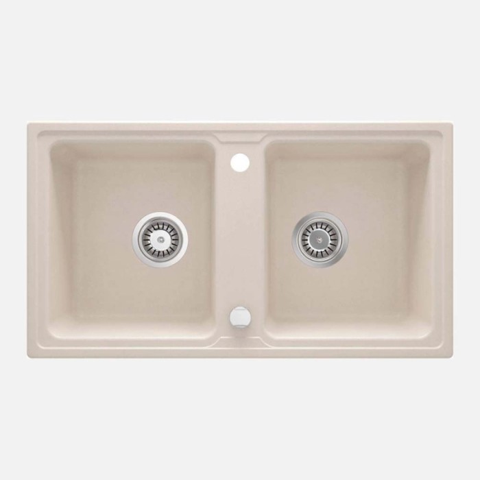 Lavello 2 vasche Idrostile Martí sifone 435x180 mm beige