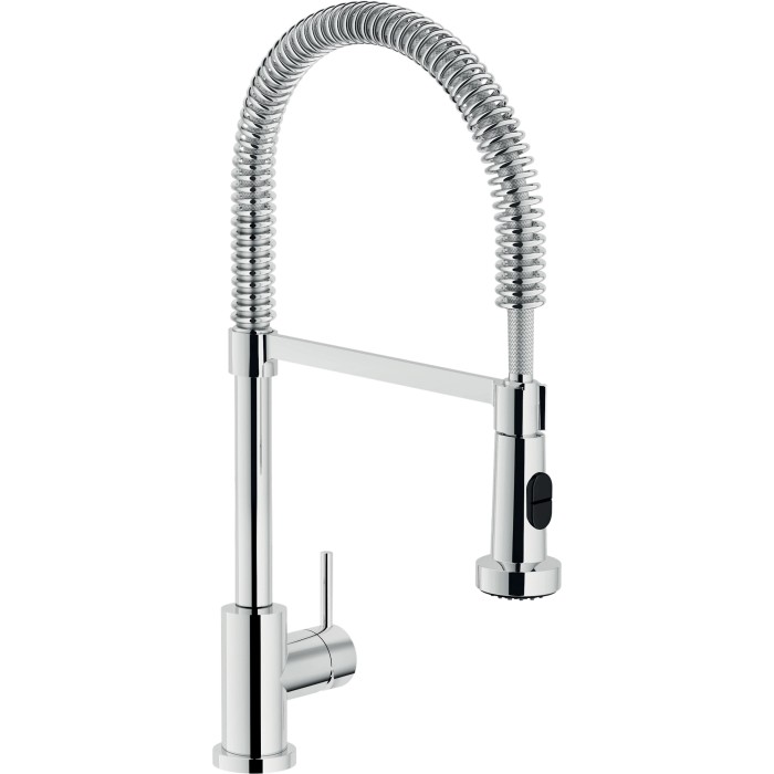 Miscelatore monocomando t.b.t. cromato con molla a spirale.