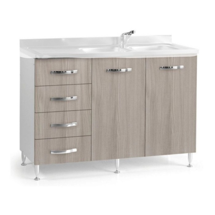 t.b.t. mobile sottolavello con effetto legno grigio, lavabo e rubinetto.