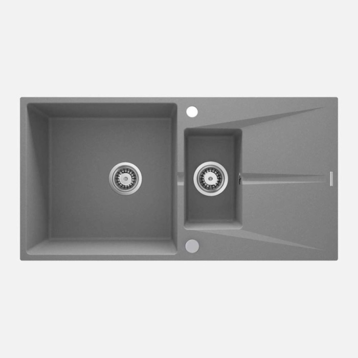 Lavello 1 vasca e mezza gocciolatoio Idrostile Bayamo 500x215 mm grigio met