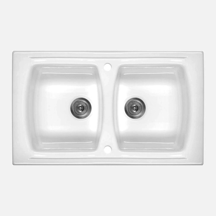 Lavello ceramica 2 vasche Cárdenas 500x220 mm bianco