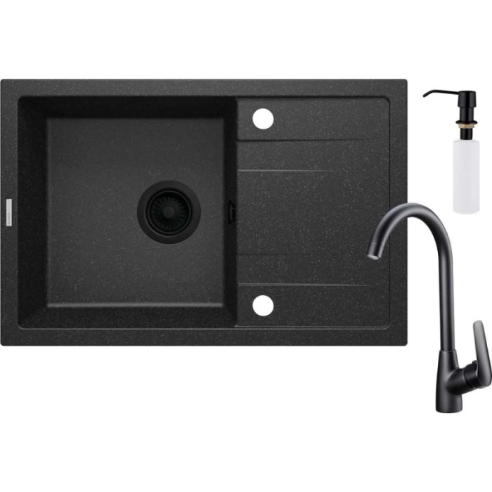 Lavello 1 vasca con gocciolatoio Idrostile Bayamo con rubinetto grafite