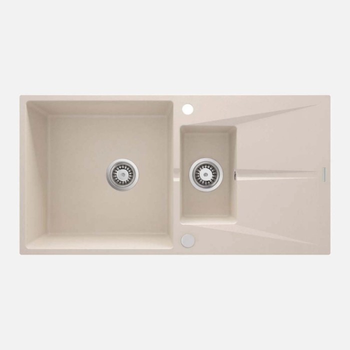 Lavello 1 vasca e mezza gocciolatoio Idrostile Bayamo 500x215 mm beige