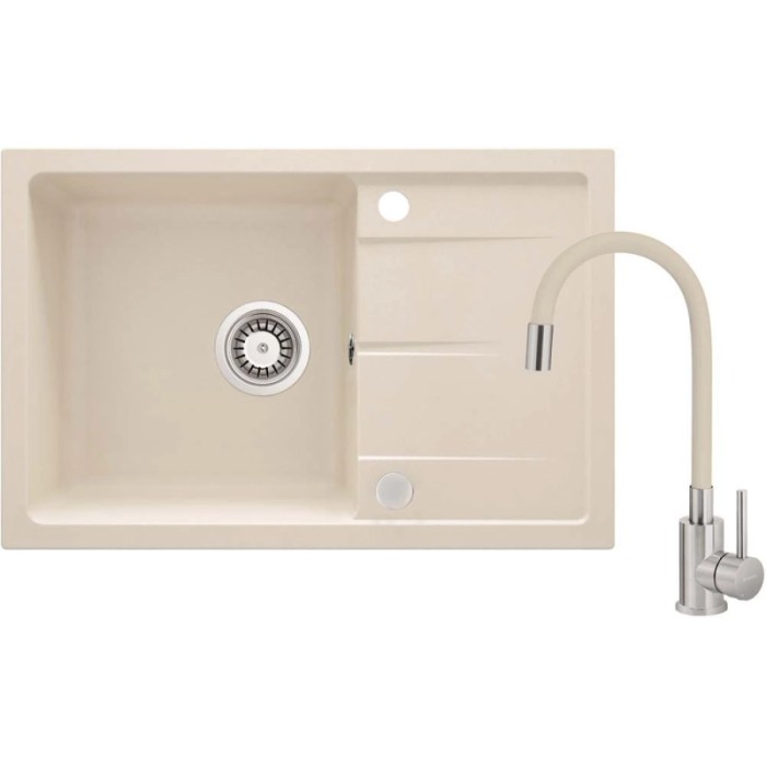 Lavello con rubinetto bocca elastica Idrostile Amancio 440x164 mm beige