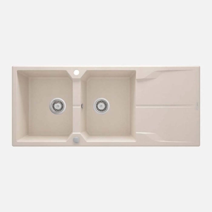Lavello 2 vasche gocciolatoio Idrostile Florida sifone 500x224 mm beige
