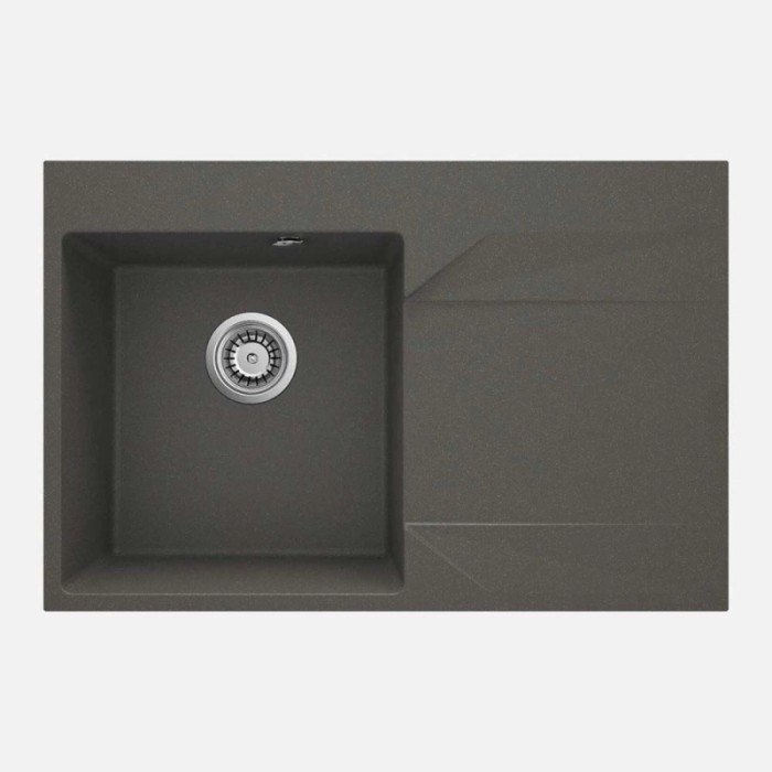 Lavello 1 vasca gocciolatoio destra Banes sifone 500x195 mm antracite met