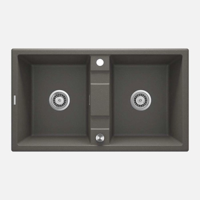 Lavello 2 vasche Idrostile Güines sifone 500x220 mm antracite metallizzato