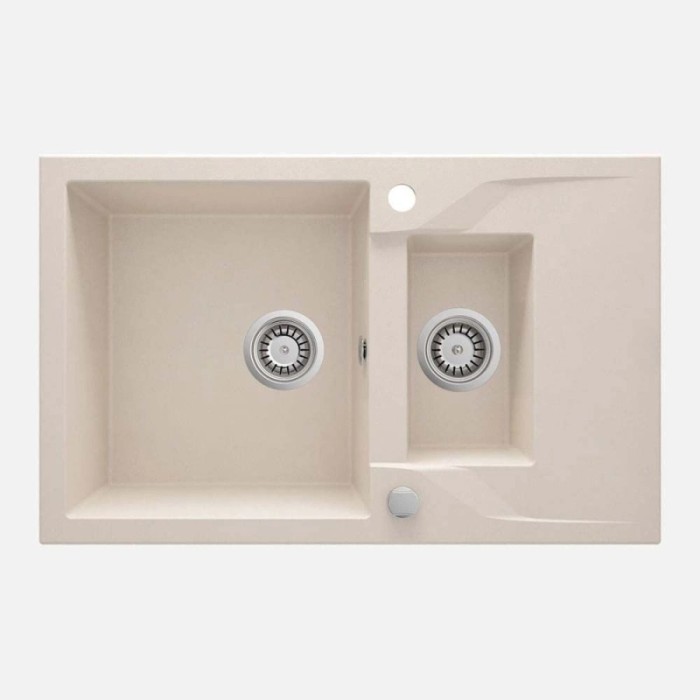 Lavello 1.5 vasche gocciolatoio Idrostile Florida sifone 490x194 mm beige