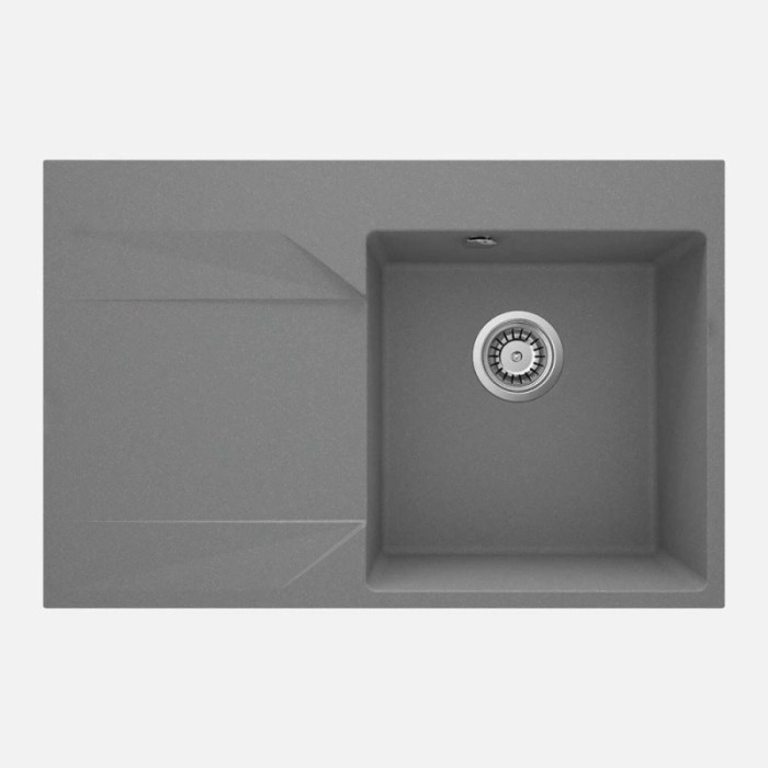 Lavello 1 vasca con gocciolatoio sinistra Idrostile Banes 500x195 mm Grigio Met