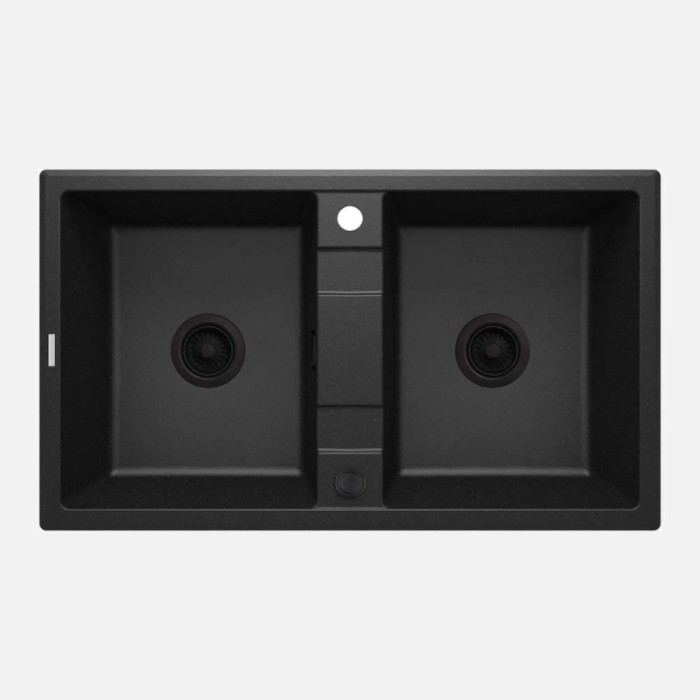 Lavello 2 vasche Idrostile Güines sifone 500x220 mm grafite metallizzata