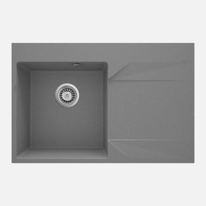 Lavello 1 vasca con gocciolatoio destra Idrostile Banes 500x195 mm Grigio Met