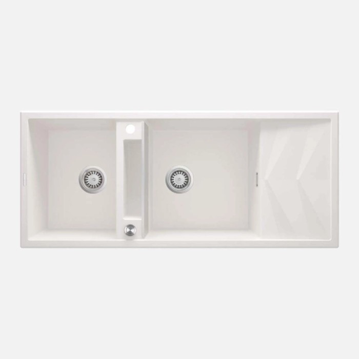 Lavello magnetico 2 vasche gocciolatoio Idrostile Guayos 500x224 mm Alabastro