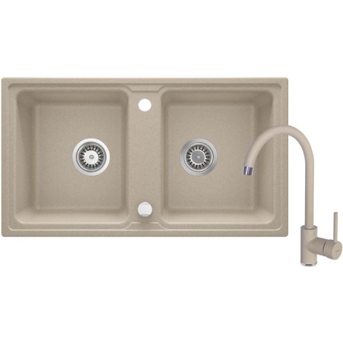 Lavello con rubinetto 2 vasche Idrostile Martí 435x180 mm sabbia