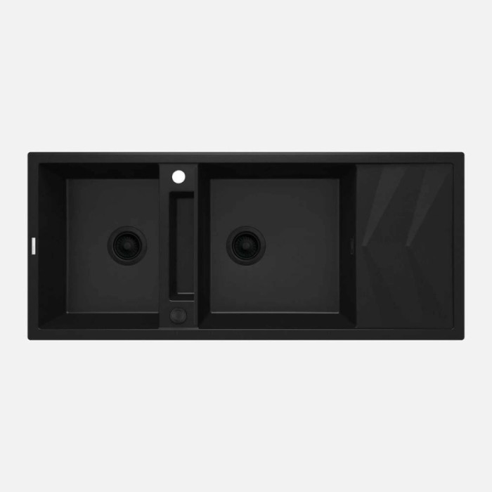 Lavello magnetico 2 vasche con gocciolatoio Idrostile Guayos 500x224 mm nero