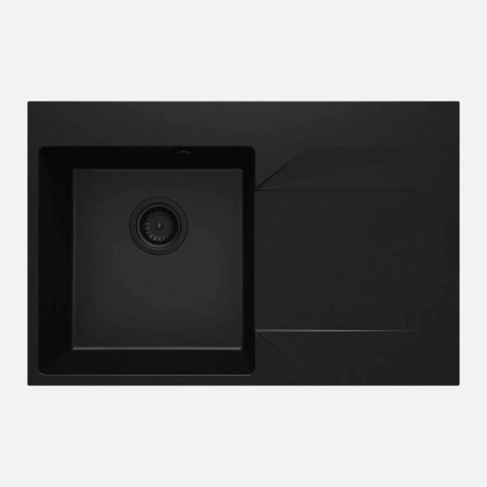 Lavello 1 vasca con gocciolatoio destra Idrostile Banes 500x195 mm nero