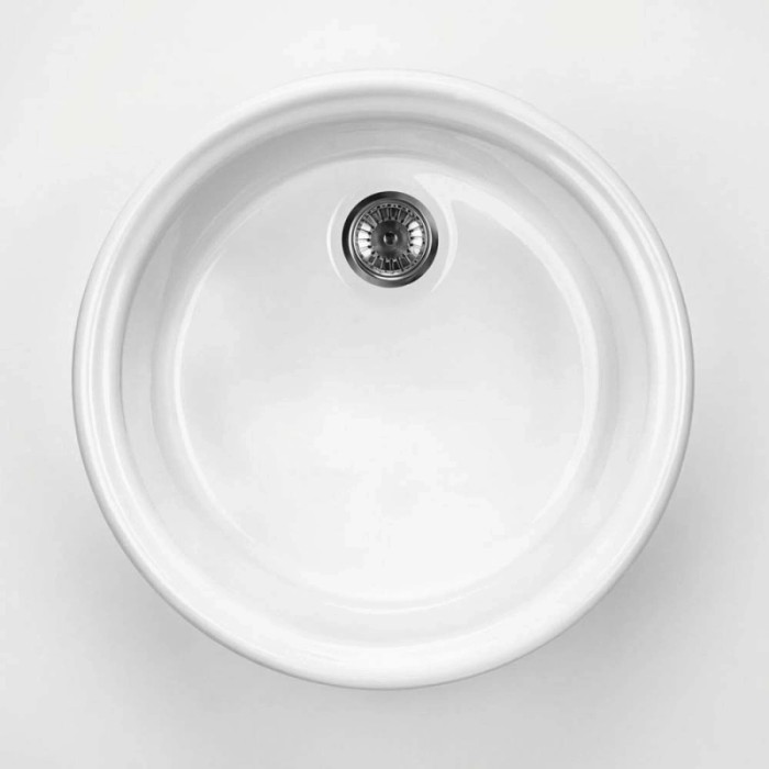 Lavello ceramica 1 vasca Cárdenas Ø 445 mm bianco