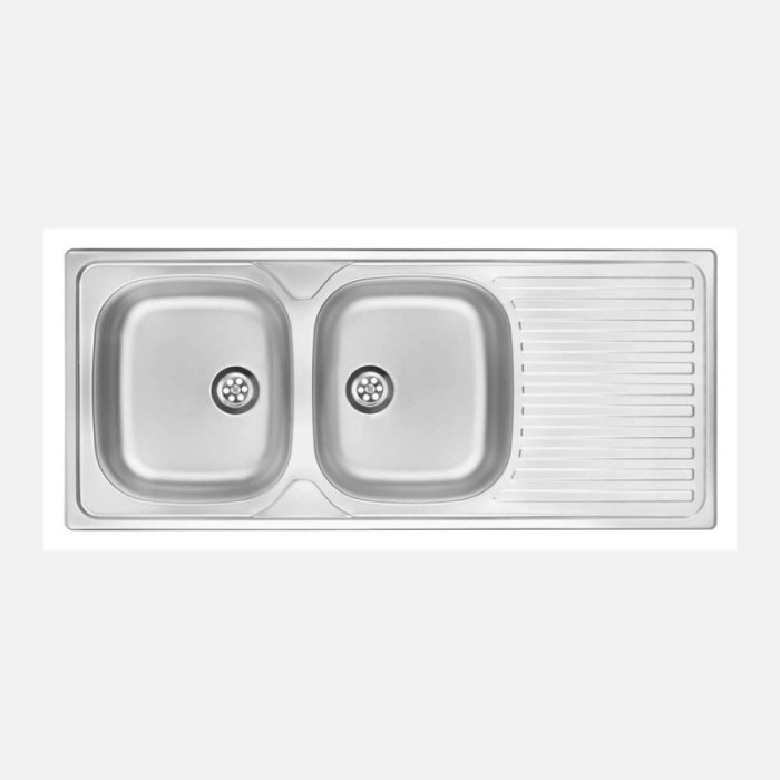 Lavello 2 vasche con gocciolatoio Idrostile Jatibonico 500x140 mm satinato