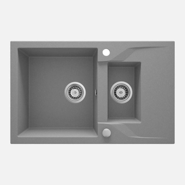 Lavello 1.5 vasche gocciolatoio Idrostile Florida 490x194 mm grigio met