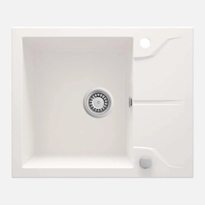 Lavello 1 vasca con gocciolatoio quadrato Idrostile Florida 490x194 mm Alabastro