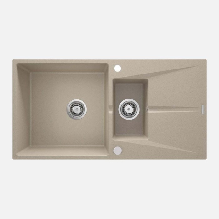 Lavello 1 vasca e mezza gocciolatoio Idrostile Bayamo 500x215 mm sabbia
