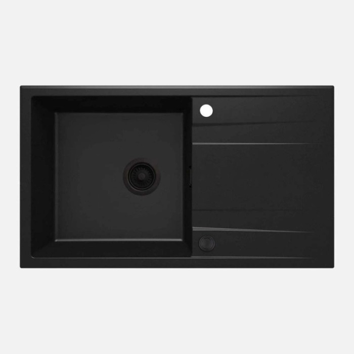 Lavello 1 vasca gocciolatoio Idrostile Güines 500x209 mm Nero