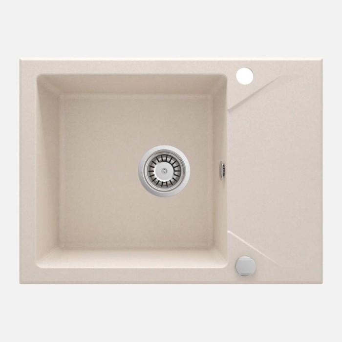 Lavello 1 vasca gocciolatoio quadrato Idrostile Banes sifone 440x193 mm Beige