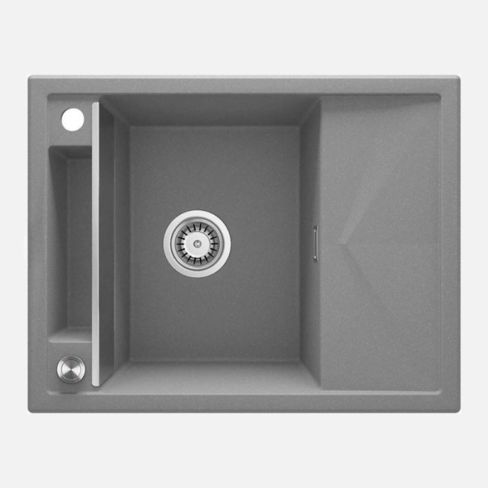 Lavello 1 vasca magnetico gocciolatoio quadrato Guayos 500x219 mm Grigio met